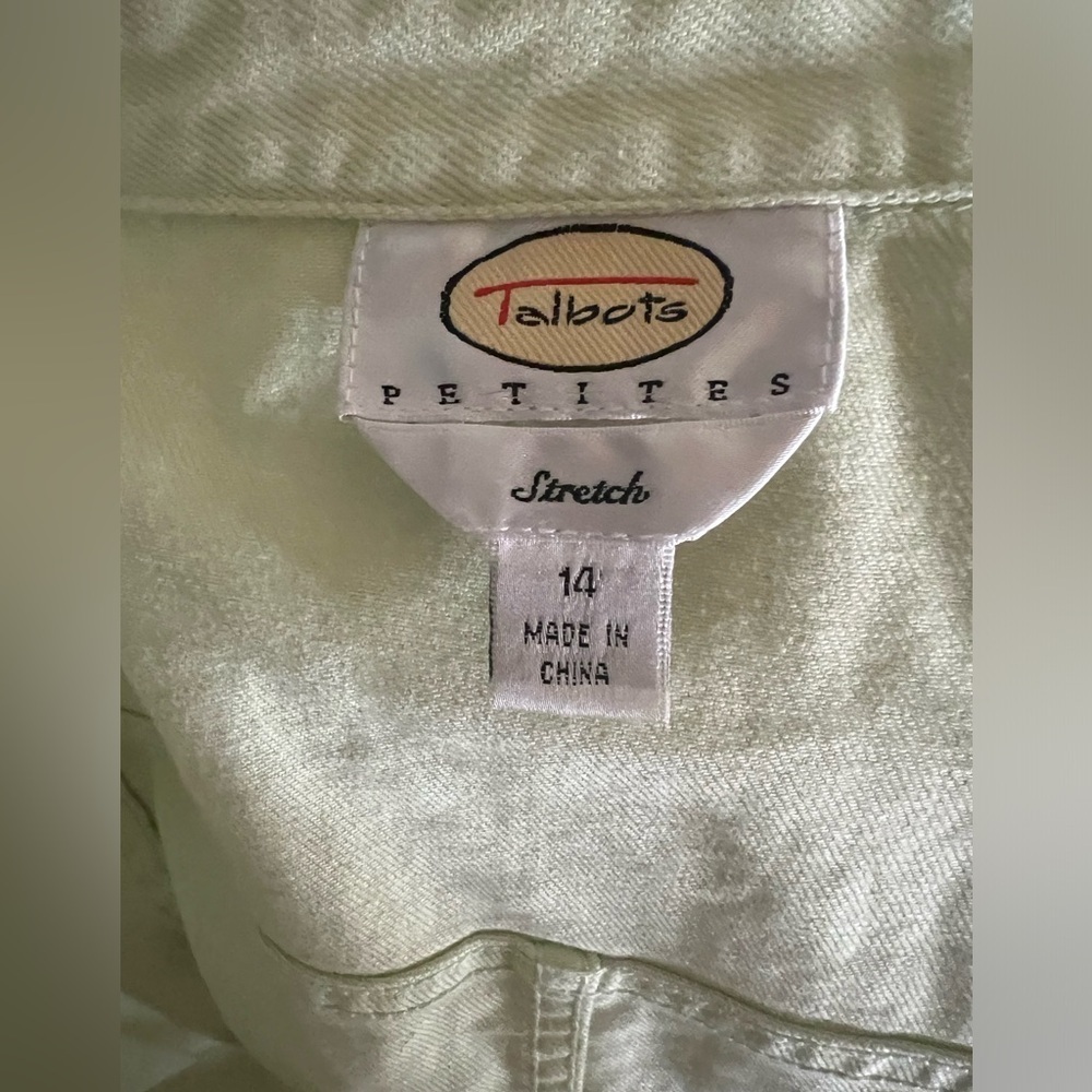 Talbots Women’s Pastel Green Jean Jacket - Picture 7 of 8